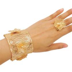 Goldfarbene indische Armreifen mit Ring, Dubai, Party, Hochzeit, Braut, Armband, Nigeria-Armband, arabische Armreifen von Vsadsau