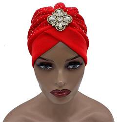 Nigeria Hochzeit Diamonds Afrikanische Kopfbedeckung Plissee Turban Kappe für Frauen Kopfwickel Muslimische Motorhaube Hut von Vsadsau