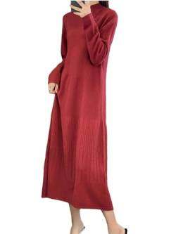 Pullover mit Wollkleid für Frauen Stricken Lange Stil Strickpullover Winter Dame Pullover Pullover, rot, M von Vsadsau