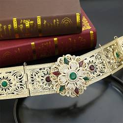 Vergoldeter marokkanischer Gürtel für Damen, große Blume, Kristall, Brautkette, verstellbare Länge, Kaftan-Gürtel von Vsadsau