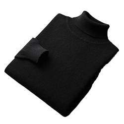 Vsadsau 100 % Merinowolle Pullover Herren Dicker Strick Rollkragen Pullover Einfarbig Kaschmir Pullover, Schwarz , Small von Vsadsau