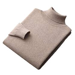 Vsadsau 100 % Merinowolle Pullover Herren Dicker Strick Rollkragen Pullover Einfarbig Kaschmir Pullover, Shallow Khaki9, Medium von Vsadsau