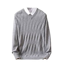 Vsadsau 100 % reiner Kaschmir-Pullover für Herren, V-Ausschnitt, Pullover, einfarbig, Strickpullover, Light Gray9, XX-Large von Vsadsau