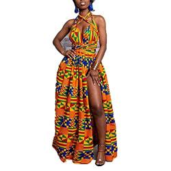 Vsadsau Ankara Afrika Maxikleid Frauen Dashiki Print Split Kleid Party Afrika Kleider Robe, 80212008, Small von Vsadsau