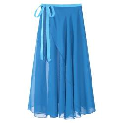 Vsadsau Damen Chiffon Ballett Tanzrock Lace Up Flowy Rock Lyrical Modern Dance Hohe Taille Midi Röcke, seeblau, Einheitsgröße von Vsadsau