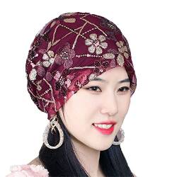 Vsadsau Damen Pailletten Spitze Turban Bonnet Muslim Hijab Kopf Wrap Caps Musulman Inner Hijabs Turban Hut von Vsadsau