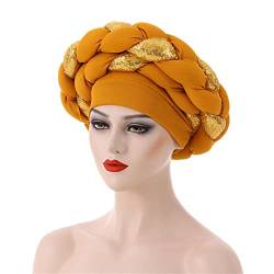 Vsadsau Damen Turban Cap Head Wraps Muslim Hijab Cap Turban Afrikanischer Zopf Kopfband Nigeria Auto Gele von Vsadsau