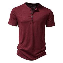 Vsadsau Henley Kragen Sommer Polos Herren Casual Einfarbig Kurzarm T-Shirt Polo T-Shirt von Vsadsau