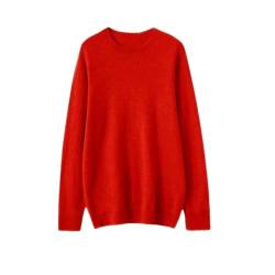 Vsadsau Herbst/Winter Wolle Herren Rundhals Einfarbig Pullover Lose Atmungsaktive Warme Pullover, rot, XX-Large von Vsadsau