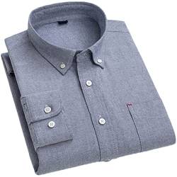 Vsadsau Herren 100% Baumwolle Oxford Plaid Gestreifte Hemden Einzelne Patch Tasche Langarm Freizeit Arbeit Shirt T0C17-4 4XL von Vsadsau