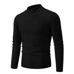 Vsadsau Herren Herbst- Und Winter-Strickpullover, Einfarbig, Halber Schildkrötenkragen, Lässiger Warmer Pullover Black M von Vsadsau