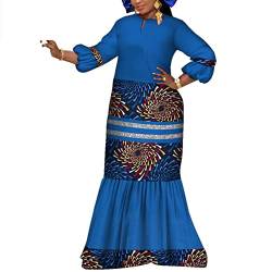 Vsadsau Lange afrikanische Kirche Kleider Damen Laternenärmel Nigeria Traditionelles Hochzeitsoutfit Wachs Maxi Robe, 24fs1449, L von Vsadsau