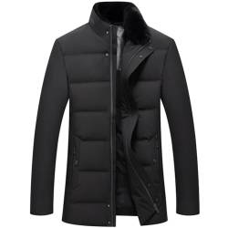 Vsadsau Winter 90% Weiße Ente Daunenjacken Mit Pelzkragen Herren Business Casual Zip Up Parka Mäntel, Schwarz , XXL von Vsadsau