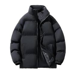 Vsadsau Winterjacke aus Baumwolle, gepolstert, extra dick, Thermo-Baumwolljacke, Reißverschluss, Stehkragen, Puffermantel für Herren, Schwarz , Medium von Vsadsau