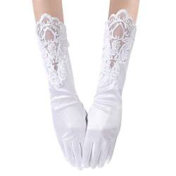 Vspek Lange Seidenhandschuhe Brauthandschuhe Damen Handschuhe Hochzeit Abend Party Sexy Hochzeithandschuhe, Sommerhandschuhe für Hochzeit Party und Tee Party Abschlussball Abendhandschuhe von Vspek