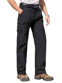 Vthereal Cargohose Herren Wanderhose mit 7 Taschen Outdoorhose Wasserdicht Softshellhose Trekkinghose Freizeithose, Schwarz, L von Vthereal