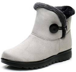 Vunavueya Damen Winterstiefel Warm gefütterte Winterschuhe Schneestiefel Winter Schlupfstiefel Kurzschaft Stiefel Boots Schuhe Grau -B 35 EU/225CN von Vunavueya