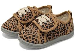 Vunavueya Kinder Hausschuhe Jungen Slip On Canvas Sneakers Mädchen Low-Top Freizeit Halbschuhe Bequeme Schul Schuhe Leopard A 23.5 EU=24CN von Vunavueya