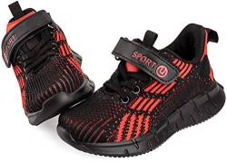 Vunavueya Kinder Laufschuhe Jungen Running Sneakers Mädchen Sportschuhe Freizeit Turnschuhe Low-Top Sports Schuhe Klettverschluss Rot 30 EU(31CN) von Vunavueya