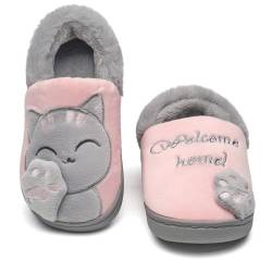 Vunavueya Mädchen Winter Hausschuhe Jungen Plüsch Pantoffeln Warme gefüttert Pantoletten Kinder Weich Bequem Slipper Schuhe Pink 28/29 EU/200CN von Vunavueya