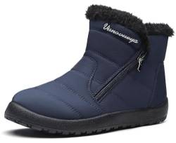 Vunavueya Winterstiefel Damen Warm gefütterte Winterschuhe Schneestiefel Winter Schlupfstiefel Kurzschaft Stiefel Boots Schuhe Blau Navy 39.5 EU_250 von Vunavueya