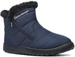 Vunavueya Winterstiefel Damen Warm gefütterte Winterschuhe Schneestiefel Winter Schlupfstiefel Kurzschaft Stiefel Boots Schuhe Blau Navy 40.5 EU_255 von Vunavueya