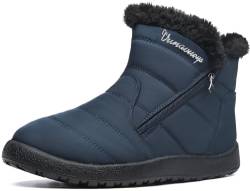 Vunavueya Winterstiefel Damen Warm gefütterte Winterschuhe Schneestiefel Winter Schlupfstiefel Kurzschaft Stiefel Boots Schuhe Blau New 37 EU_235 von Vunavueya