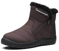 Vunavueya Winterstiefel Damen Warm gefütterte Winterschuhe Schneestiefel Winter Schlupfstiefel Kurzschaft Stiefel Boots Schuhe Braun 38 EU_240 von Vunavueya