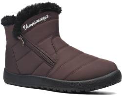 Vunavueya Winterstiefel Damen Warm gefütterte Winterschuhe Schneestiefel Winter Schlupfstiefel Kurzschaft Stiefel Boots Schuhe Braun 41.5 EU_260 von Vunavueya