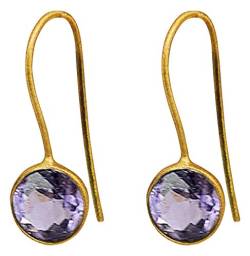 Amethyst Damen-Ohrringe mit Edelsteinen, einzigartiges Design, handgefertigt, 18 Karat Gold von Vurmashop