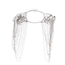 Harness Bikini Link Epaulet Schulter Kette Halskette Kragen Baumelnde Quaste Silber von Vycowb