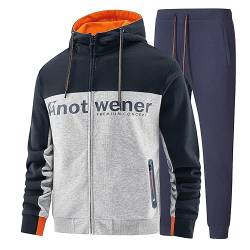 W JIANWANG Herren Jogging Anzug Trainingsanzug Hoodie Sportanzug aus Baumwolle Gym Warm Tracksuit ATM-101-L von W JIANWANG