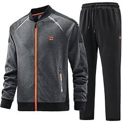 W JIANWANG Herren Jogginganzug Trainingsanzug Sportanzug Fußball Sporthose für Gym Tracksuit Atmungsaktiv Hausanzug Grau JW-143-L von W JIANWANG