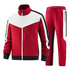 W JIANWANG Trainingsanzug Herren Fußball Traningsanzuganzug Sportanzug Freizeitanzug Sport Jogging Anzug Für Männer Trainingsanzüge Fussball Laufanzug Jogginganzug Set Rot 249 S von W JIANWANG