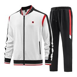 W JIANWANG Trainingsanzug Herren Fußball Traningsanzuganzug Sportanzug Freizeitanzug Sport Jogging Anzug Für Männer Trainingsanzüge Fussball Laufanzug Jogginganzug Set Weiß 140 M von W JIANWANG