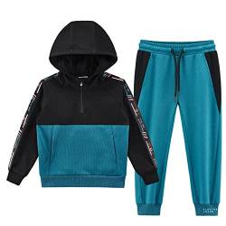 W JIANWANG Trainingsanzug Kinder Jungen Jogginganzug Sportanzug Hoodie Und Jogging Hose Tracksuit Sportbekleidung Set 2pcs Blau 013-5-6 von W JIANWANG