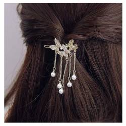 W WEILIRIAN Crystal Butterfly Haars pange für Frau Quaste Perle Haar Stifte Schmetterling Haars pangen Gepflasterte Schmetterling dekorative Haarnadel funkelnde Kopf bedeckung Hochzeit Haarschmuck von W WEILIRIAN