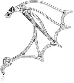 W WEILIRIAN Gothic Dragon Wing Climber Ohrring Hohl Flügel Manschette Wrap Ohrring Schwarz Flügel Ohr Raupen Ohrring Cosplay Halloween Party Ohrring Schmuck für Frauen und Mädchen Geschenke (Silber) von W WEILIRIAN