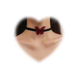 W WEILIRIAN Punk Samt Choker Halskette Schwarz Samt Halskette Rot Schmetterling Halsband Choker Kurze Wildleder Cord Halskette Schmuck für Frauen und Mädchen Geschenke von W WEILIRIAN