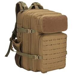 Sparklekle Militär-Taktischer Rucksack, 45 l, 3 Tage Assault Pack, wasserdichter Molle-Wanderrucksack für Herren, 1-khaki, 45L, Daypack Rucksäcke von W WINTMING
