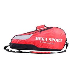 W&G traveler 4-Schläger-Tennistasche, Badminton-Tasche, gepolstert, Zwei Fächer, getrennte Schuhtasche, Verstellbarer Schultergurt (Rot) von W&G traveler