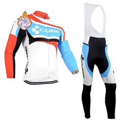 Fahrradbekleidung Herren Winter Set Radtrikot herren langarm+Fahrradhose winter Herren mit 3D Sitzpolster(S-5XL) von WADRI