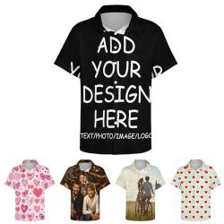 Benutzerdefiniertes Hawaii-Hemd, fügen Sie Ihr Bild, Logo und Text hinzu. Benutzerdefinierte Herren-T-Shirts, personalisierte Button-Up-Hemden, benutzerdefinierte kurze Ärmel für Männer, Vater-Geburts von WAFICAC