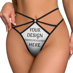 WAFICAC Personalisierte G-String-Tanga-Höschen für Frauen, individuelles Foto, Text, Namenshöschen, DIY-Unterwäsche, T-Rücken-Höschen für Frauen, Freundin von WAFICAC