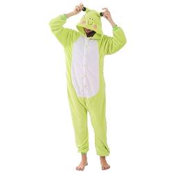 WAFUNNE Tier Onesies Pyjama Erwachsene Kostüme Einteiler für Männer Frauen Unisex Teens Grüner Frosch, Grüner Frosch, S von WAFUNNE