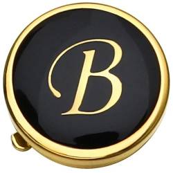 Emaille-Knopfhüllen für Herren, personalisierte Manschettenknöpfe mit Initialen, Button Cove, Business-Accessoires mit Geschenkbox-Gold B von WAGNPNT