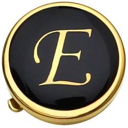 Emaille-Knopfhüllen für Herren, personalisierte Manschettenknöpfe mit Initialen, Button Cove, Business-Accessoires mit Geschenkbox-Gold E von WAGNPNT