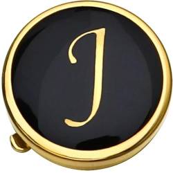 Emaille-Knopfhüllen für Herren, personalisierte Manschettenknöpfe mit Initialen, Button Cove, Business-Accessoires mit Geschenkbox-Gold J von WAGNPNT