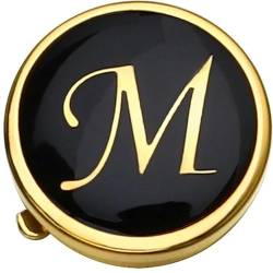 Emaille-Knopfhüllen für Herren, personalisierte Manschettenknöpfe mit Initialen, Button Cove, Business-Accessoires mit Geschenkbox-Gold M von WAGNPNT