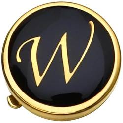 Emaille-Knopfhüllen für Herren, personalisierte Manschettenknöpfe mit Initialen, Button Cove, Business-Accessoires mit Geschenkbox-Gold W von WAGNPNT